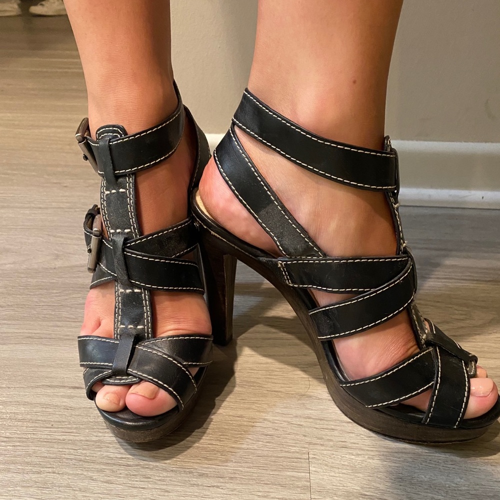 COACH leather gladiator heels